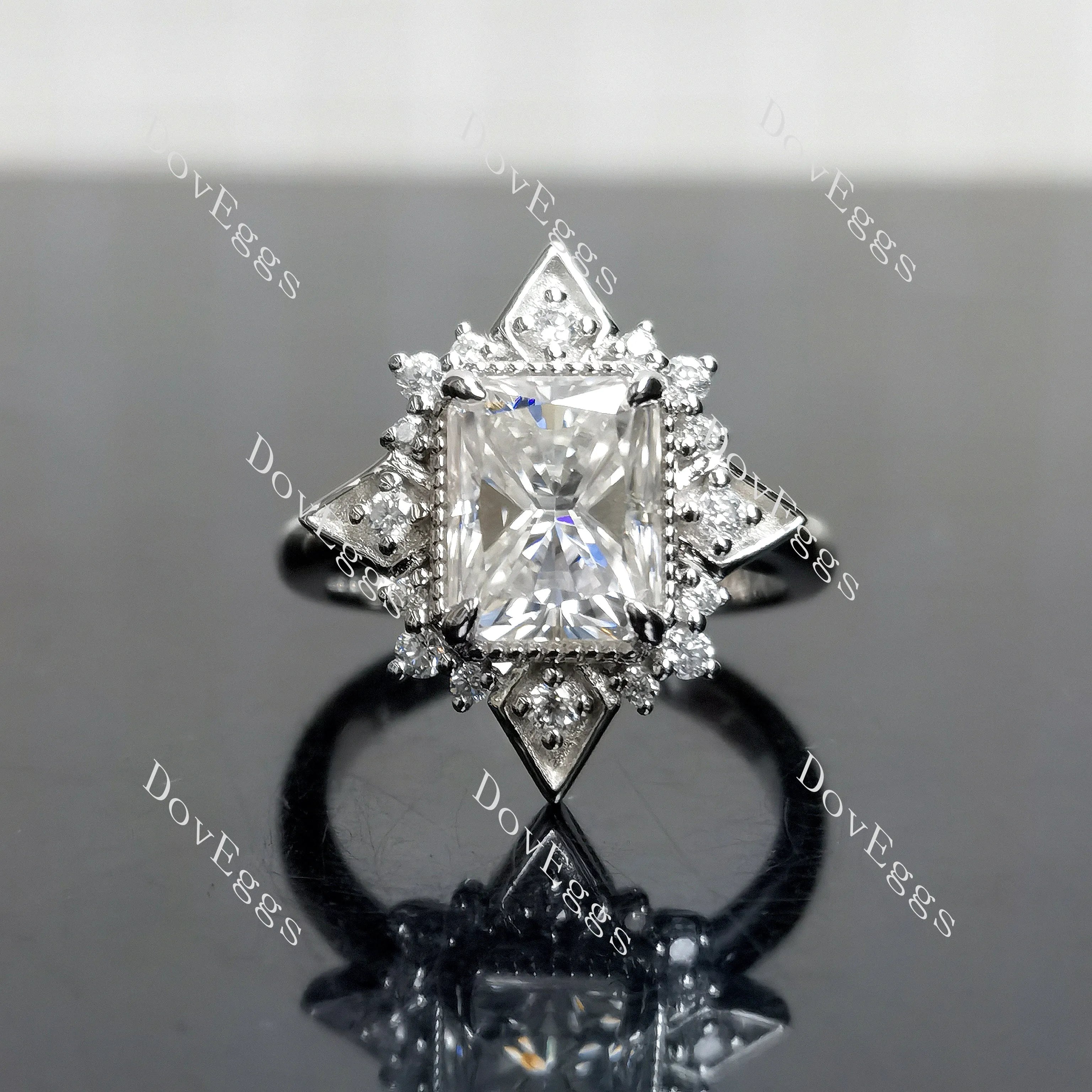 (size 6) Doveggs sterling silver 3ct radiant moissanite engagement ring