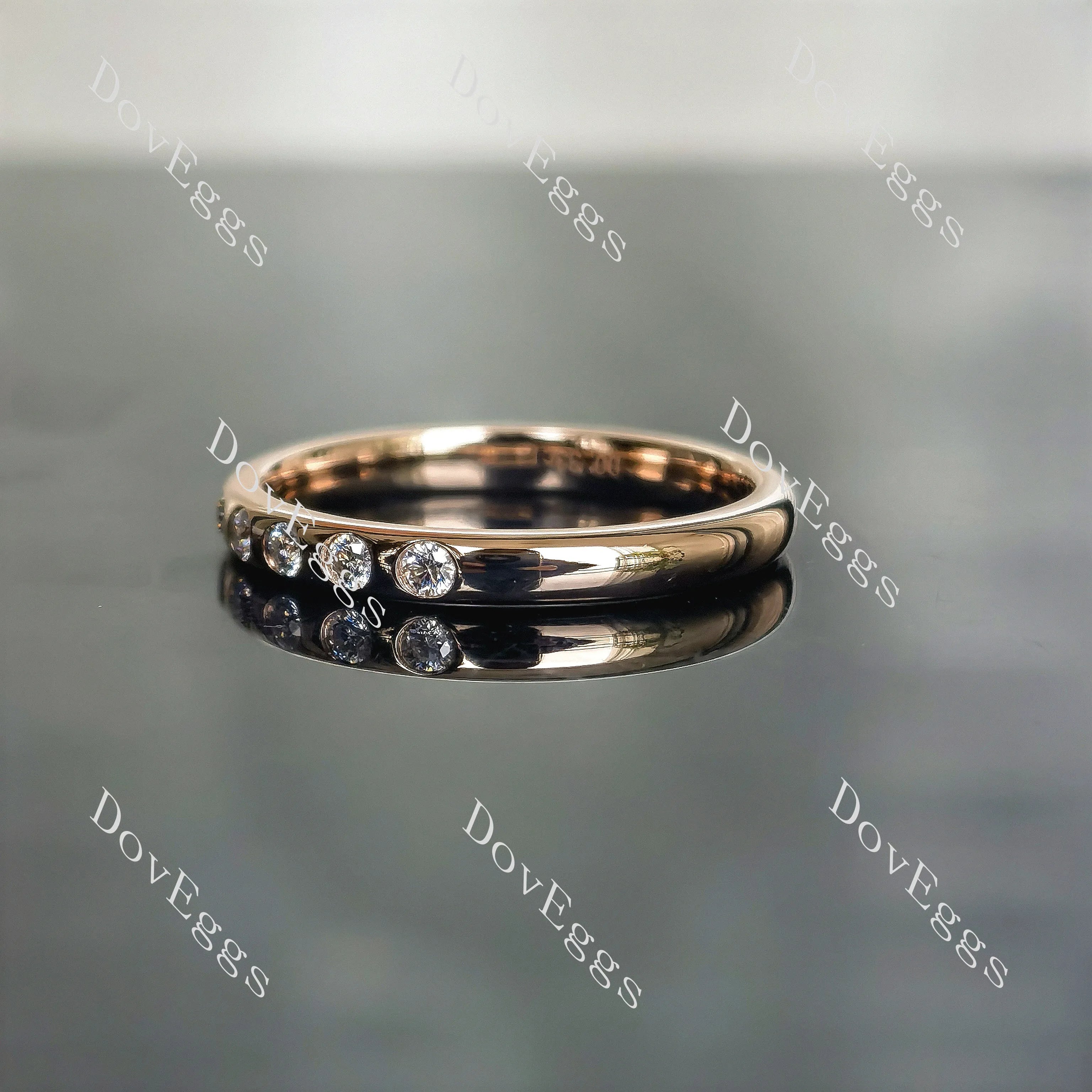 Doveggs round eternity bezel moissanite/lab grown diamond wedding band-2.5mm band width