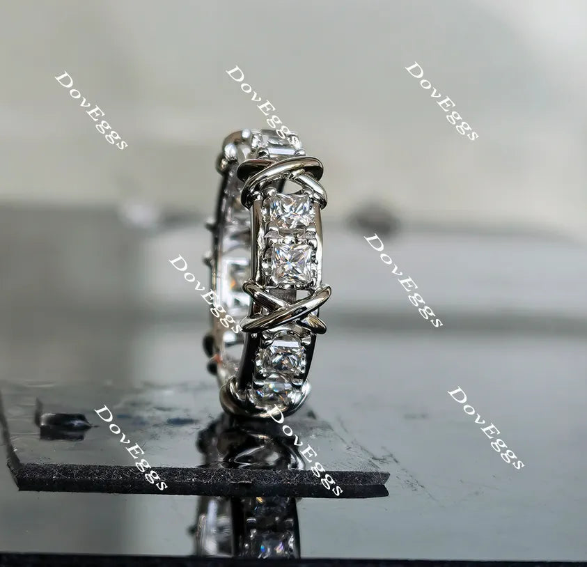 Doveggs princess eternity moissanite/lab grown diamond wedding band-6.5mm band width