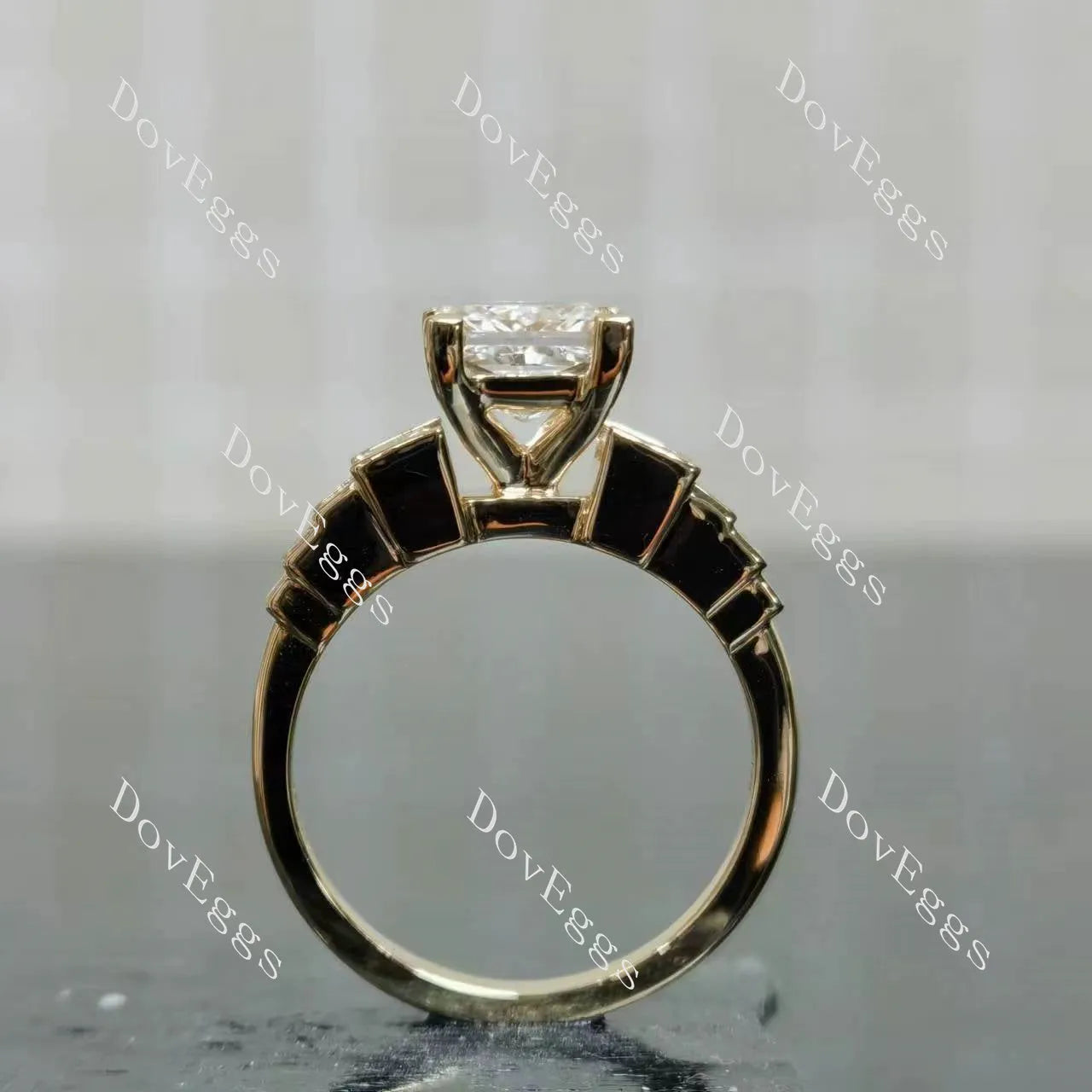 Doveggs Princess Bezel Side Stones Lab Grown Diamond Bridal Set (2 rings)