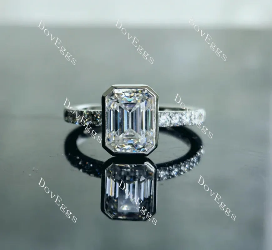Doveggs bezel half eternity pave engagement ring semi-mount only(Exclusively to DovEggs stones)
