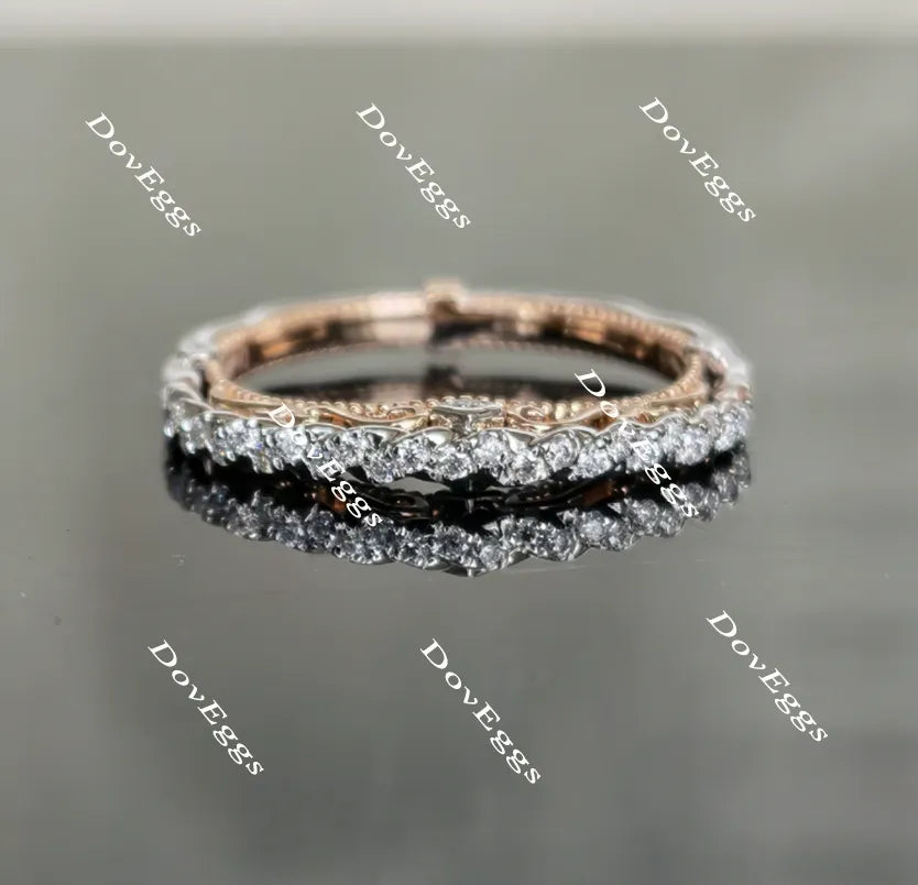 Doveggs round vintage moissanite ring/lab grown diamond wedding bands-2.7mm band width