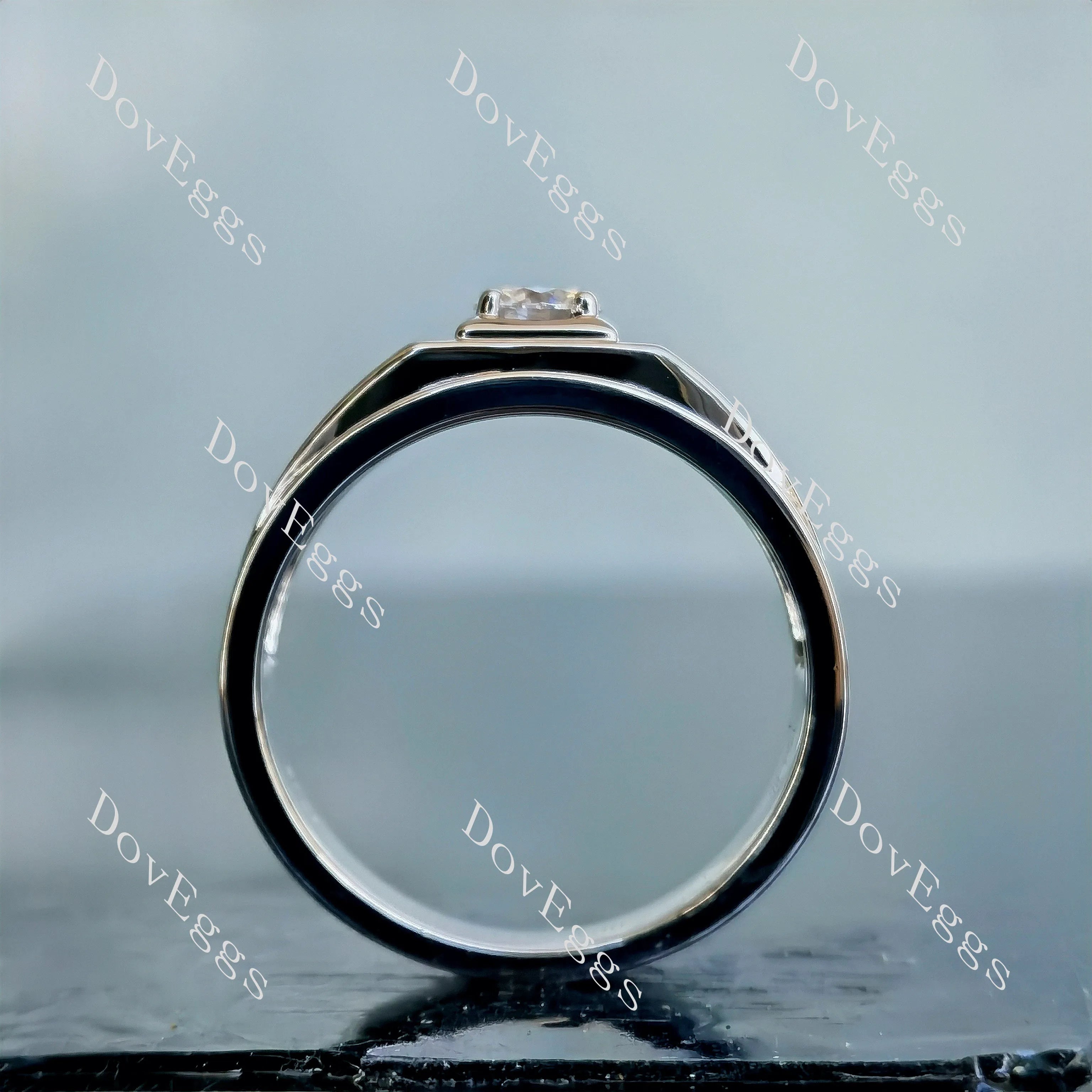 Doveggs round wide pave moissanite engagement ring