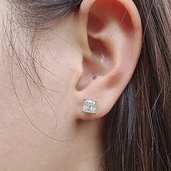 Doveggs sterling silver 2cttw GHI color princess moissanite stud earrings