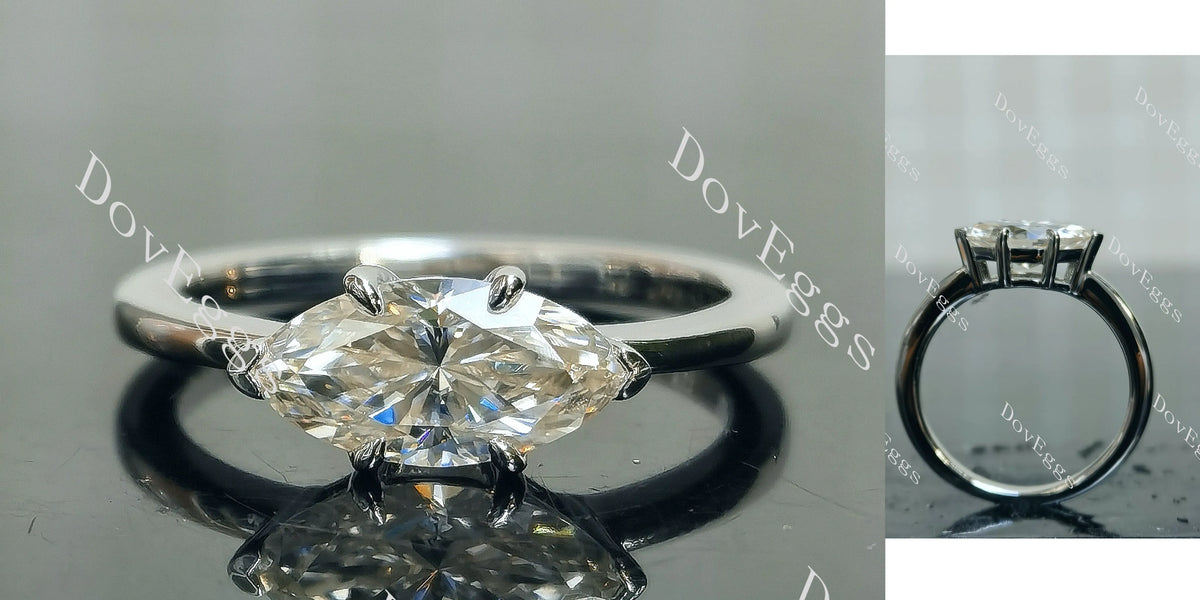 Doveggs Marquise Modified H&A cut solitaire moissanite engagement ring