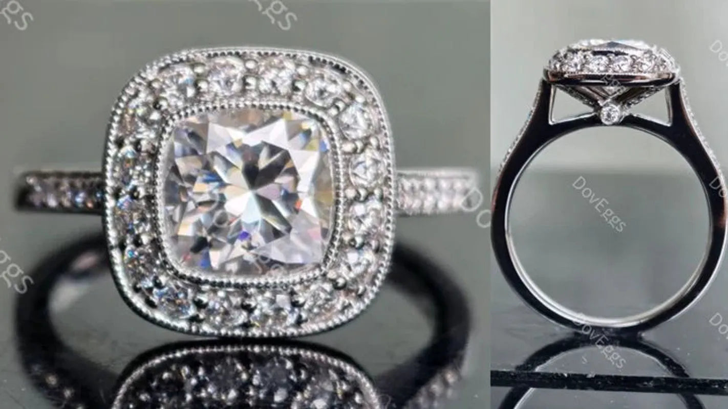 DovEggs halo pave engagement ring semi-mount only(Exclusively to DovEggs Stones)