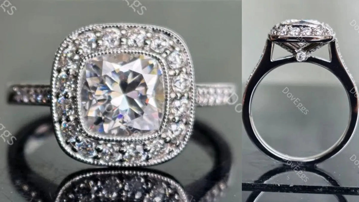 DovEggs halo pave engagement ring semi-mount only(Exclusively to DovEggs Stones)