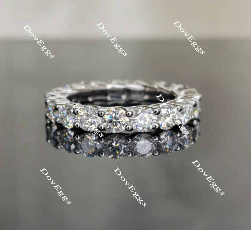 Doveggs round full eternity moissanite/lab grown diamond wedding band-4mm band width