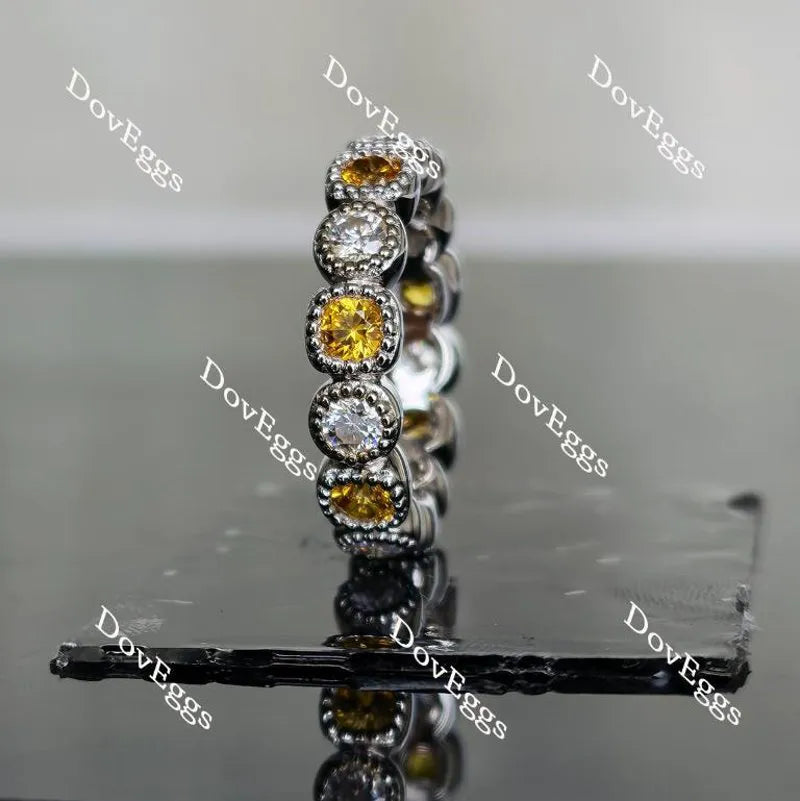 Doveggs round moissanite/lab grown diamond & colored gem wedding band-4.1mm band width