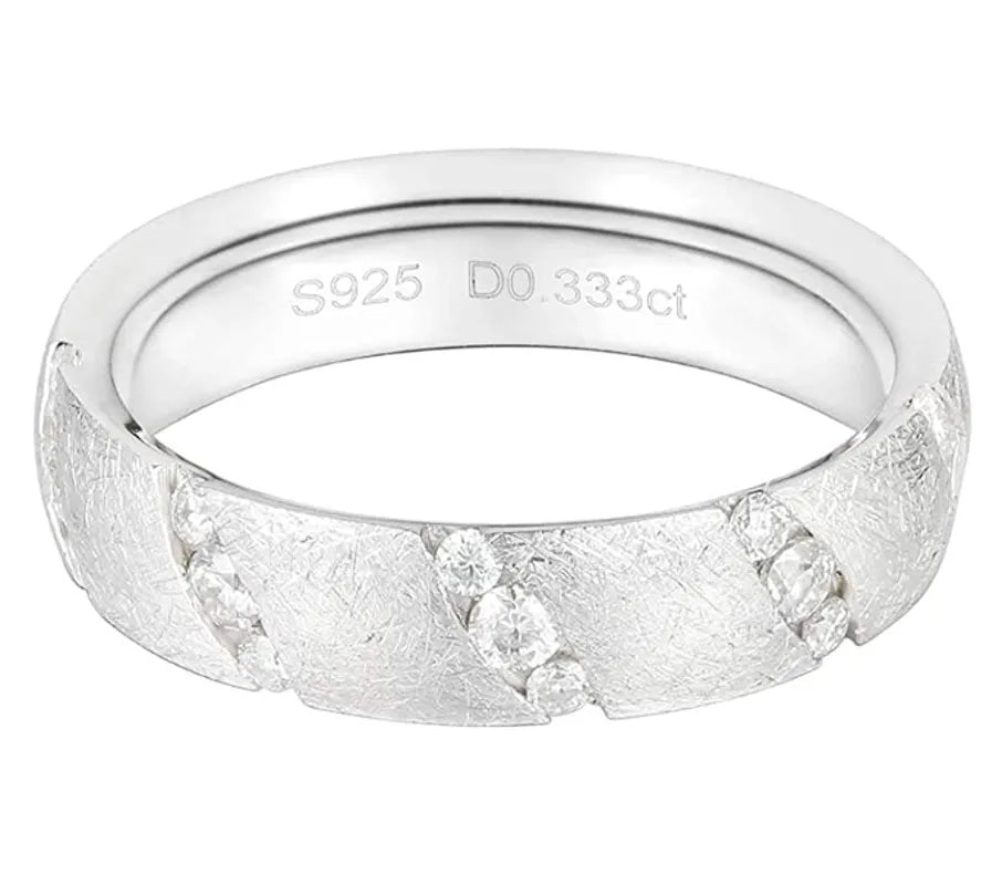 doveggs sterling silver heart arrows cut round moissanite wedding band