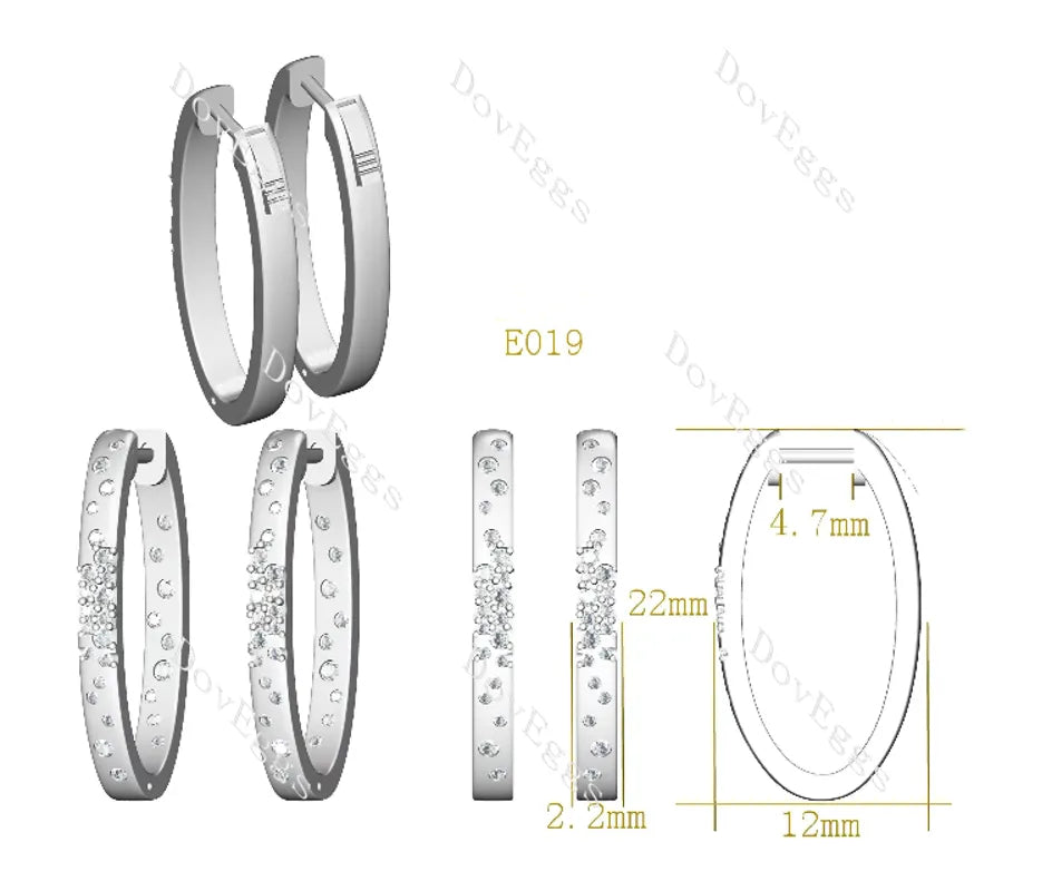 Doveggs round moissanite/lab grown diamond earrings (around 22mm height)