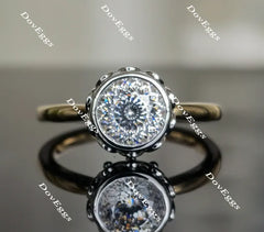 Doveggs round flower shape moissanite engagement ring