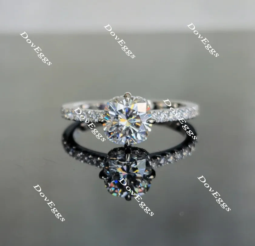 Doveggs cushion half eternity pave moissanite engagement ring