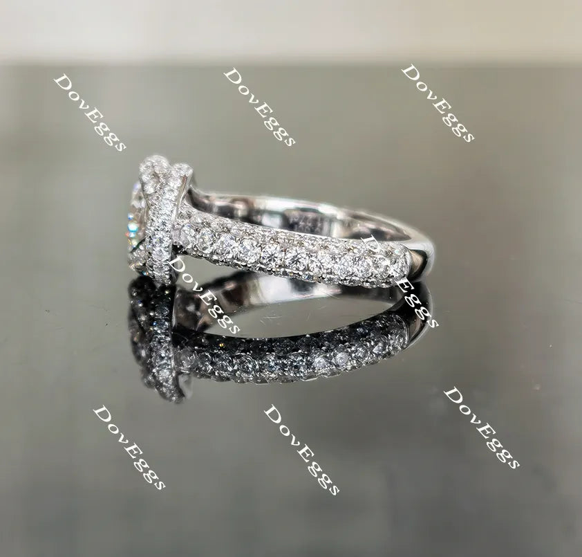 Doveggs round art deco moissanite engagement ring
