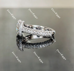 Doveggs round art deco moissanite engagement ring