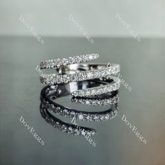 Doveggs round three line pave moissanite/lab grown diamond wedding band-5.3mm band width