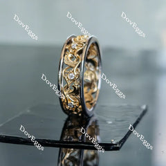 Doveggs round vintage moissanite/lab grown diamond wedding band for women-6mm band width