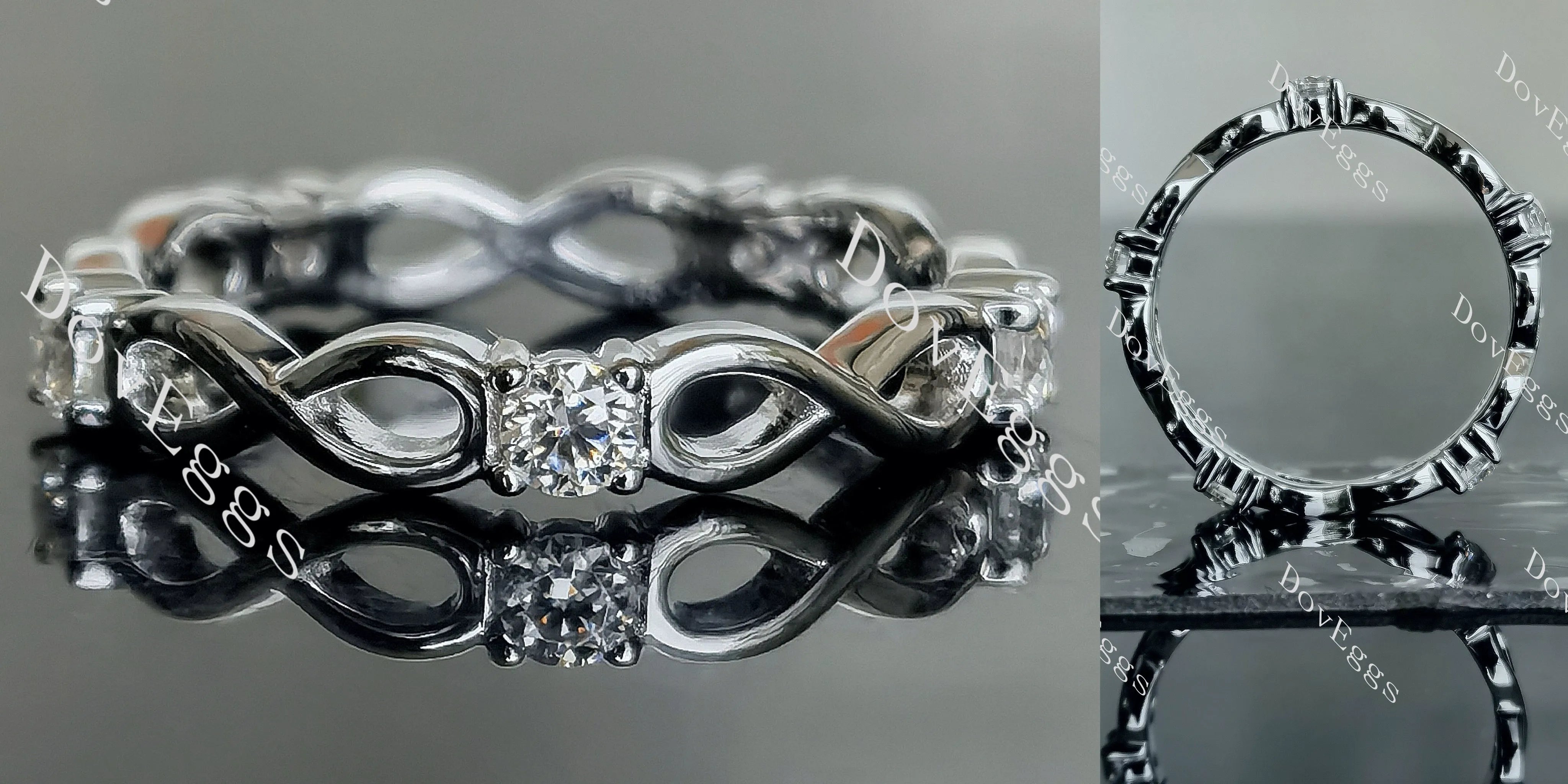 Doveggs round full eternity and infinity symbols moissanite/lab grown diamond wedding band-3.5mm band width