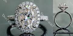 Doveggs halo pave engagement ring semi-mount only(Exclusively to DovEggs Stones)