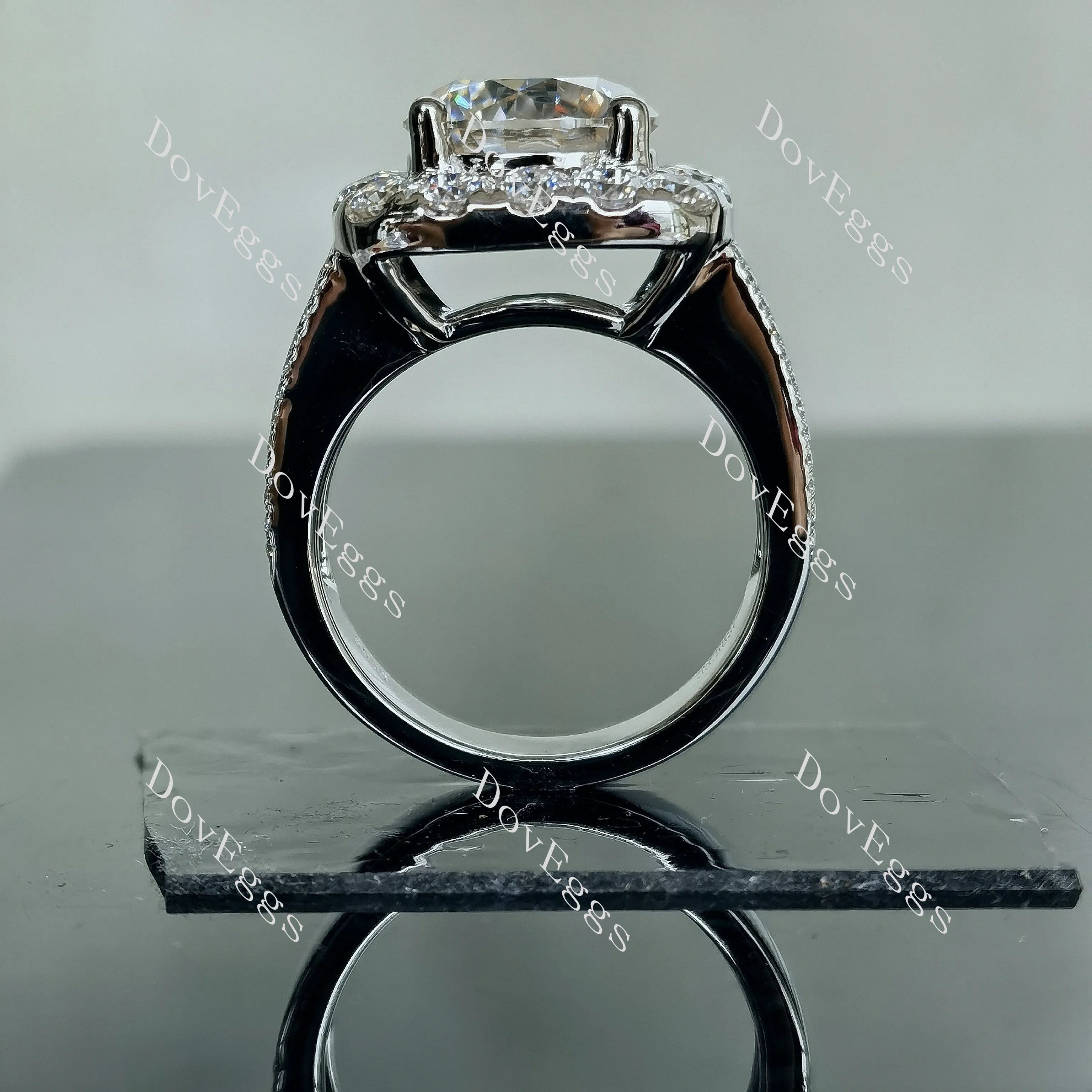 Doveggs round halo channel set moissanite engagement ring