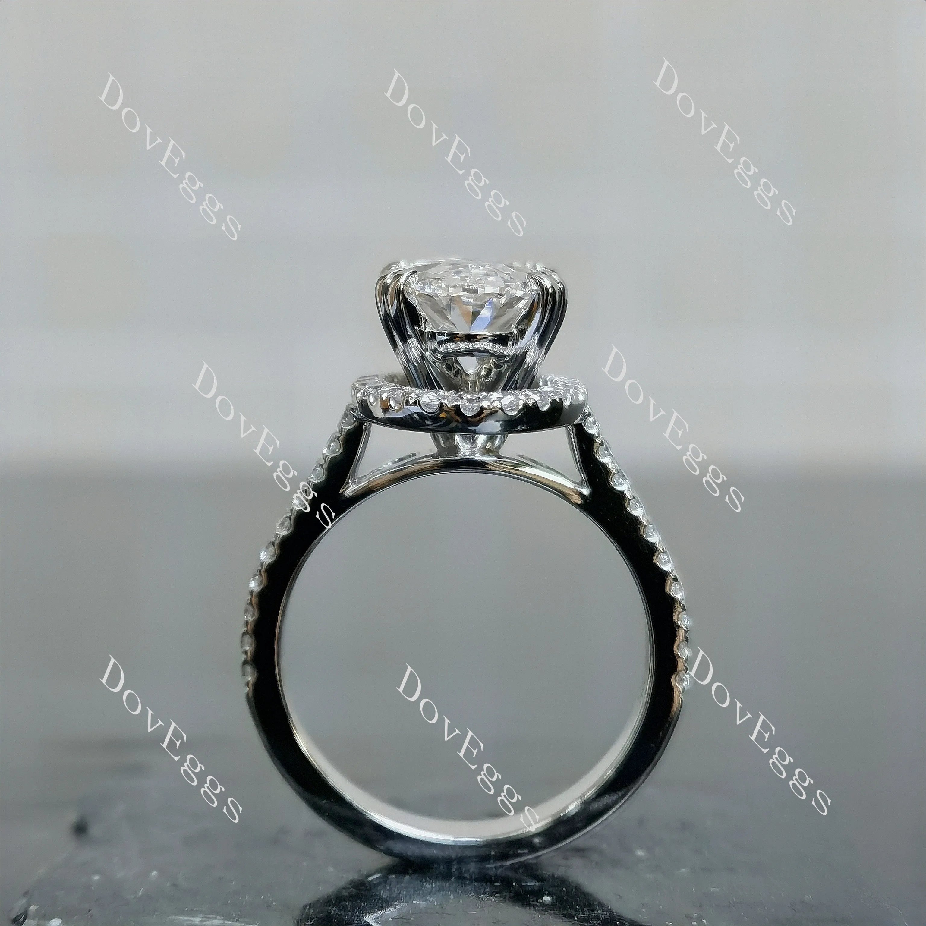 Doveggs Oval Pave Halo Half Eternity Lab Grown Diamond Bridal Set (2 rings)