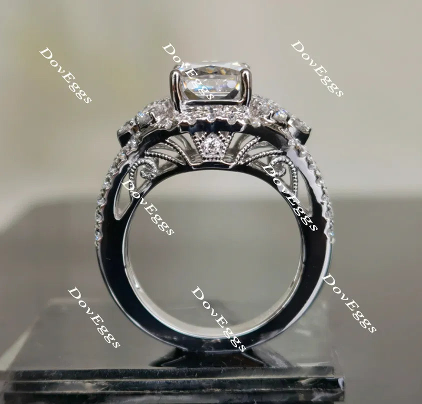 The Janet art deco radiant moissanite engagement ring