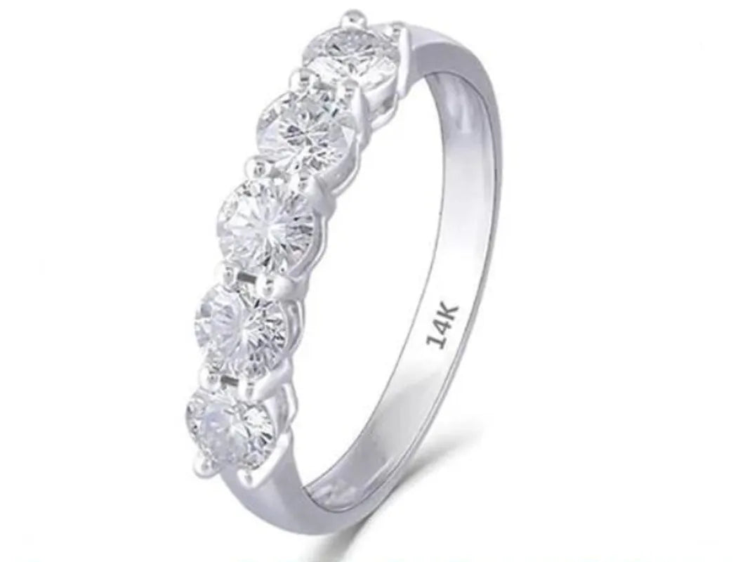 Doveggs five stone moissanite /lab grown diamond wedding band-2.4mm band width