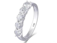 Doveggs five stone moissanite /lab grown diamond wedding band-2.4mm band width