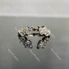 Doveggs pear art deco moissanite/lab grown diamond wedding band-2.0mm band width
