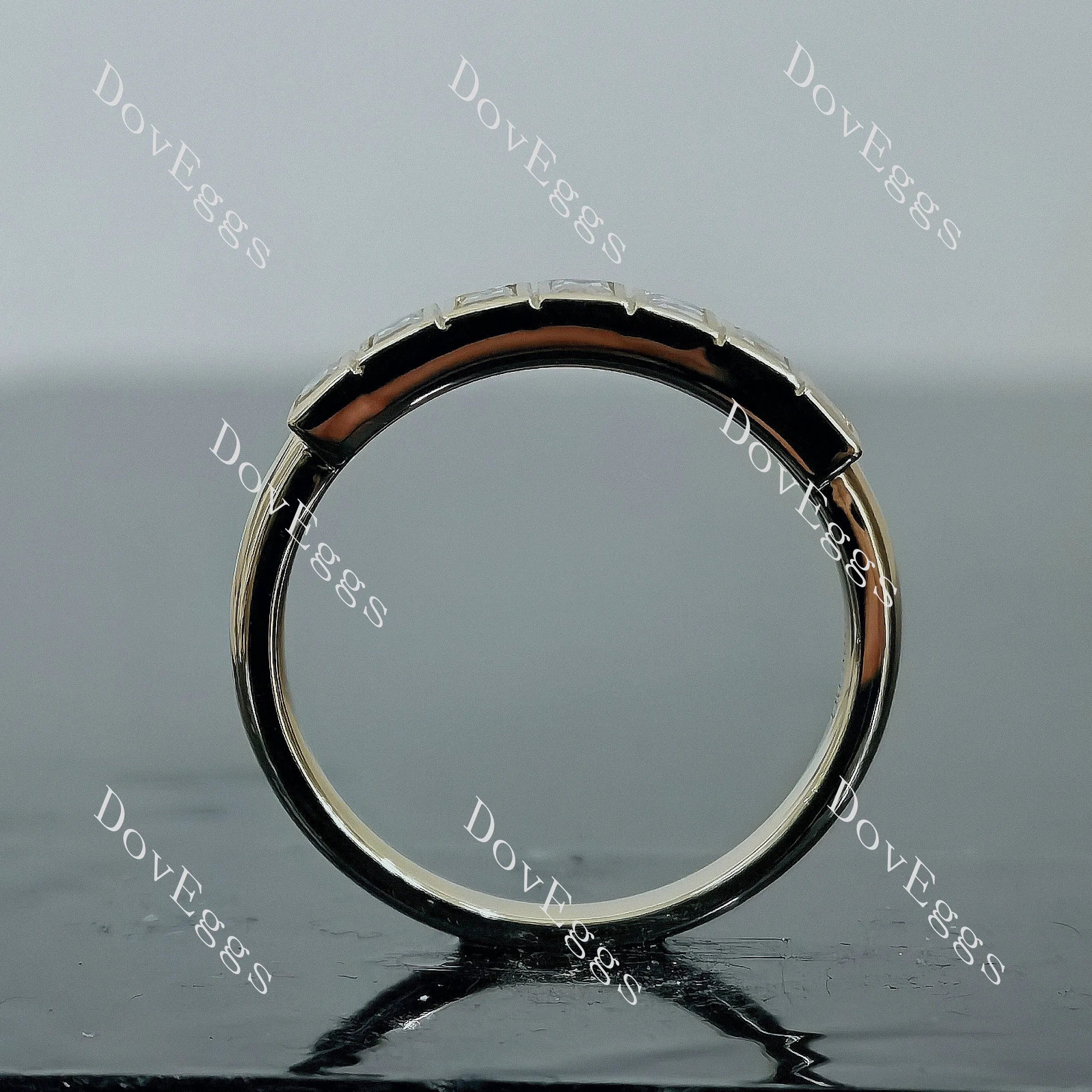 Doveggs seven stones bezel moissanite/lab grown diamond wedding band-2.0mm band width