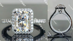 Doveggs pave halo radiant moissanite engagement ring