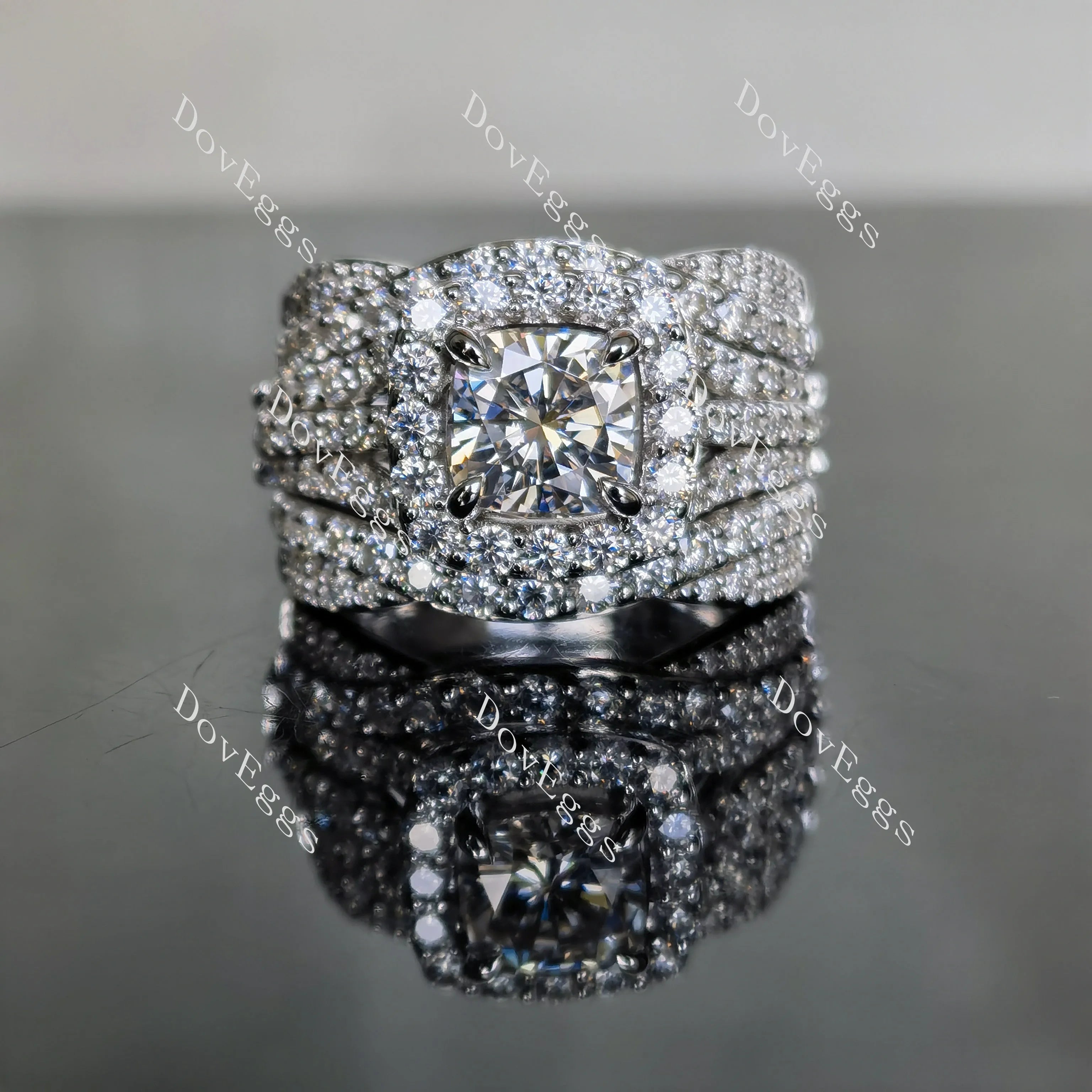 doveggs cushion halo moissanite engagement ring only