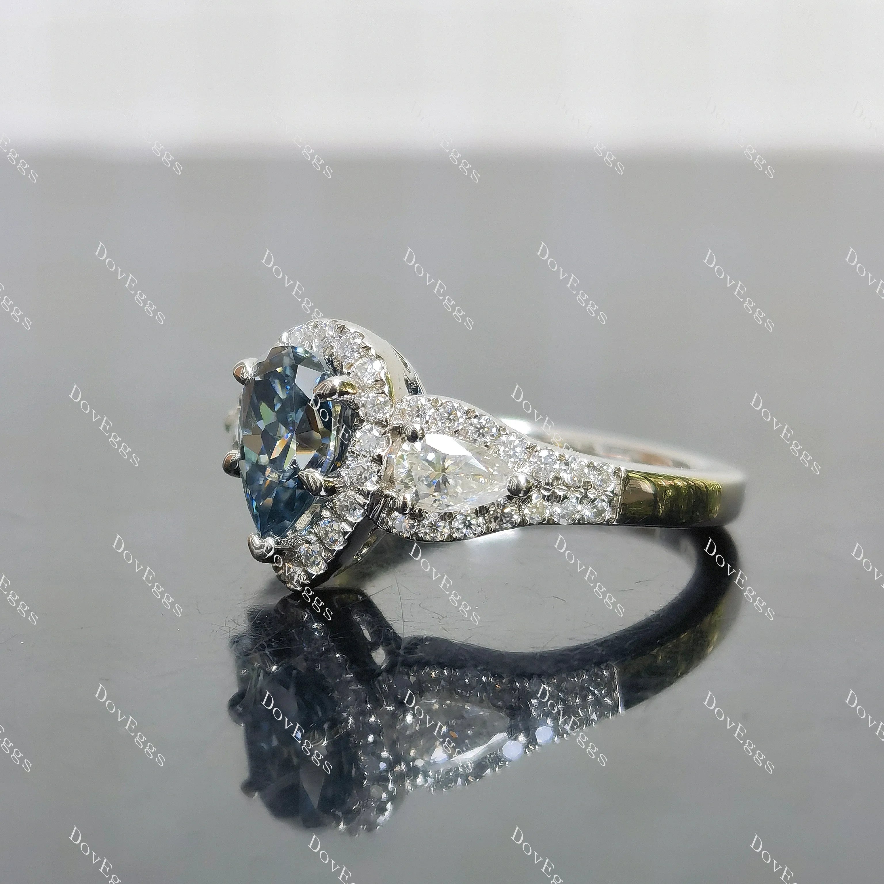 (size 5.75) Doveggs 1.25ct Stardust Grey pear moissanite sterling silver engagement ring