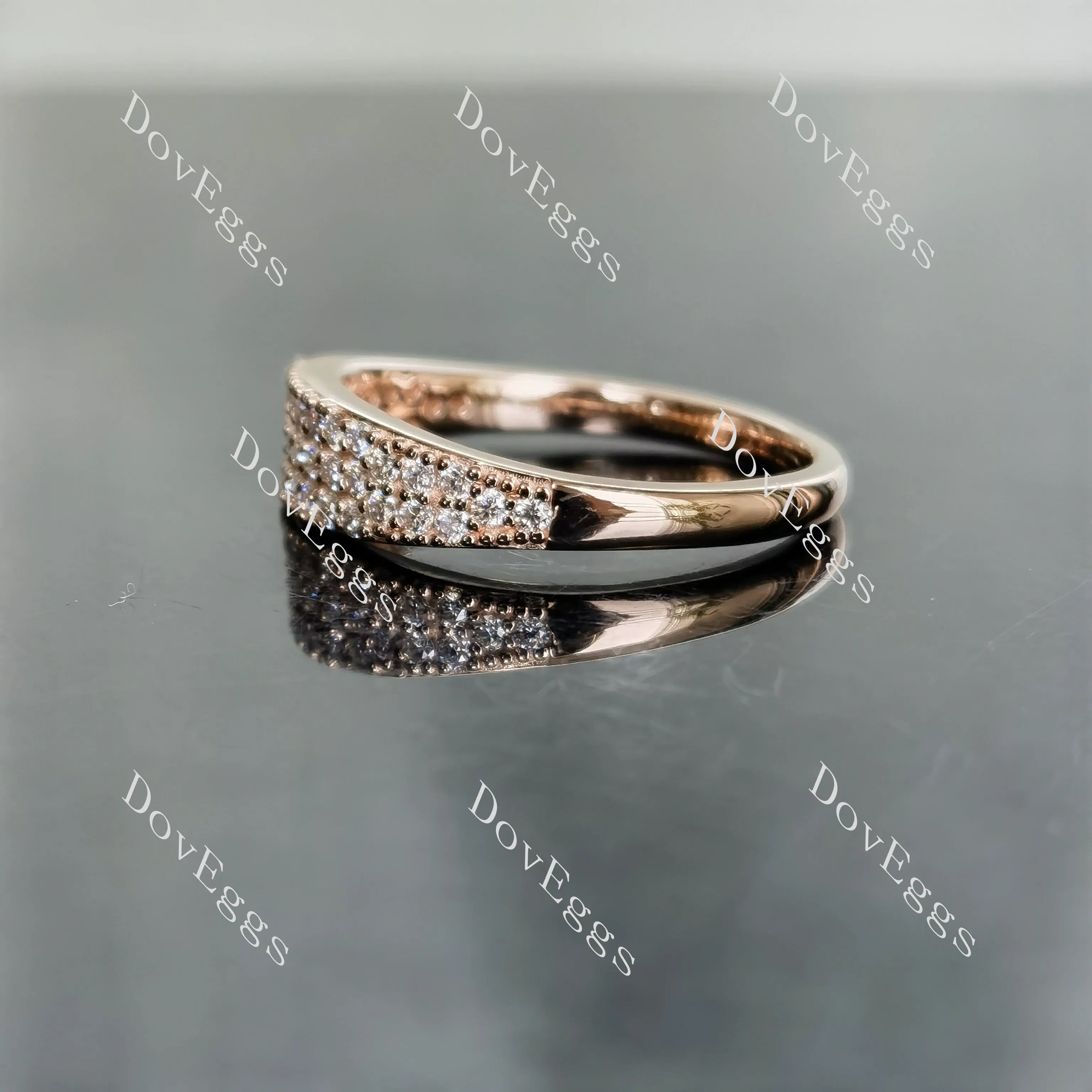 Doveggs round pave moissanite/lab grown diamond wedding band-2.0mm band width