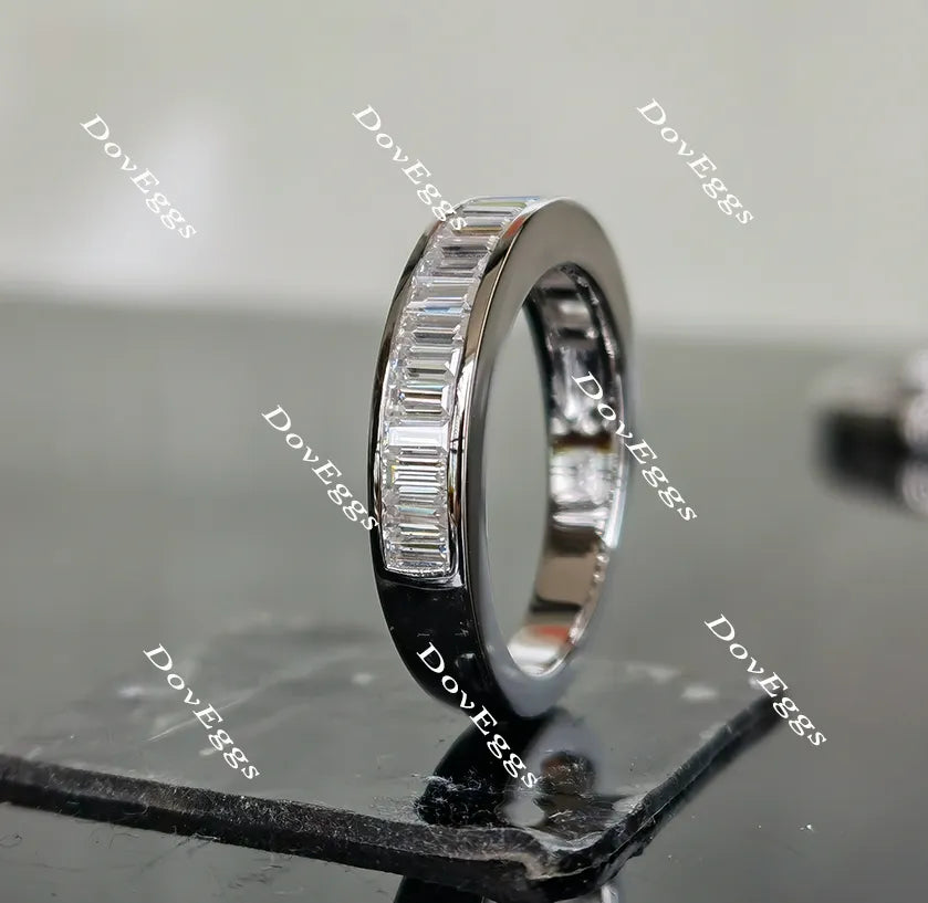 Doveggs half eternity channel set baguette moissanite /Lab grown diamond wedding band/moissanite ring-2.8mm band width