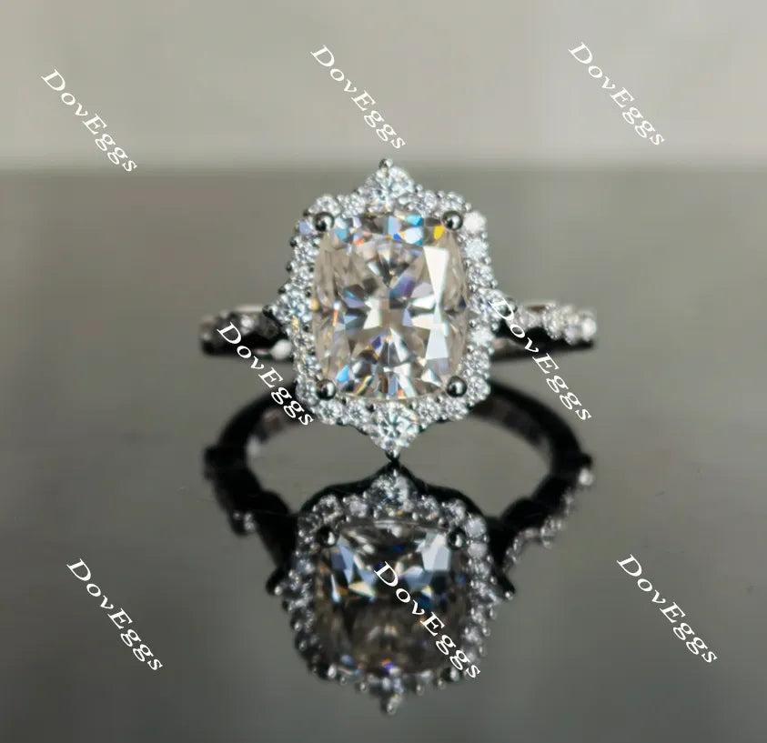 Doveggs cushion halo moissanite engagement ring