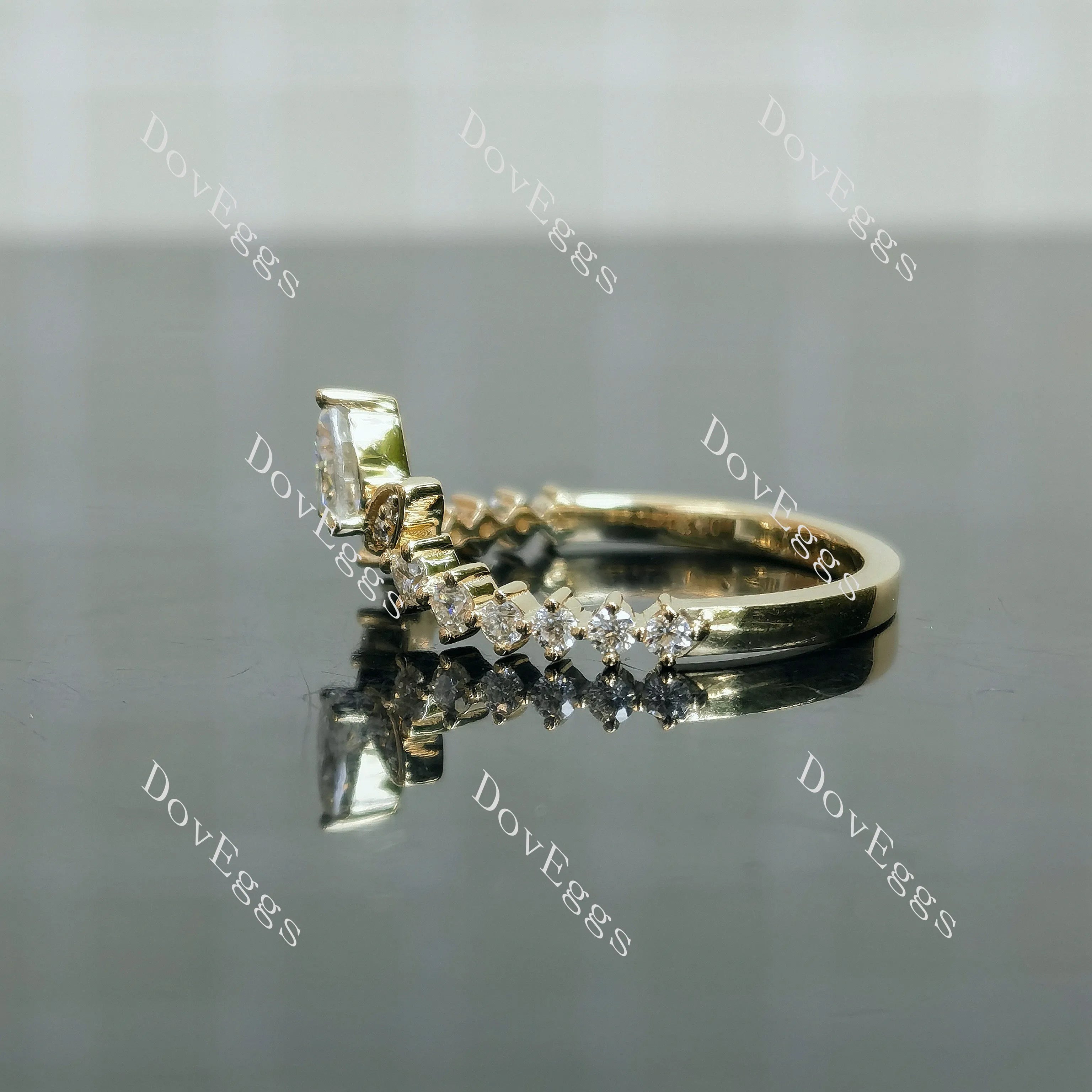 Doveggs marquise round pave moissanite/lab grown diamond wedding band-2.0mm band width