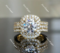 Doveggs round halo pave moissanite bridal set (3 rings)