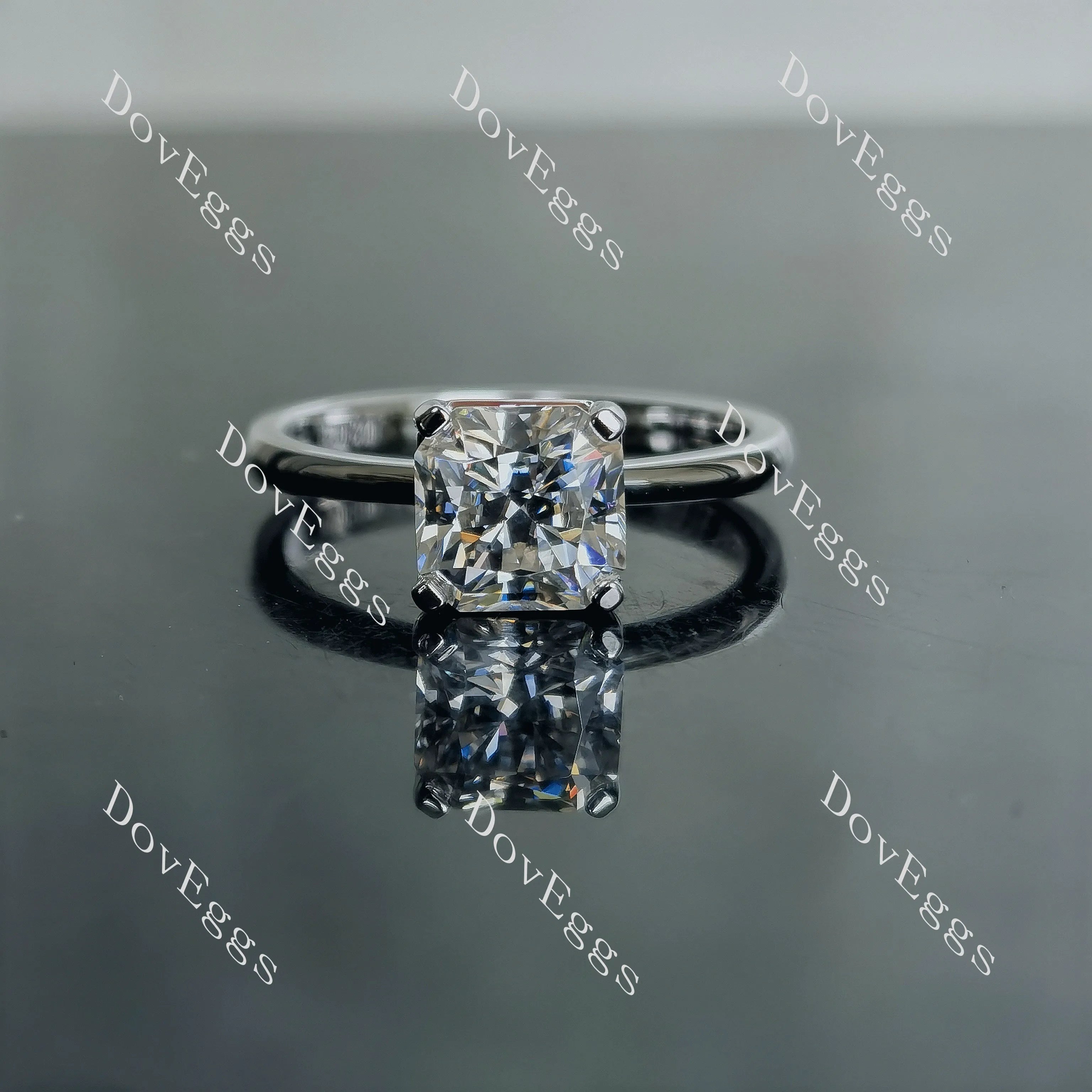 Doveggs radiant solitaire moissanite engagement ring