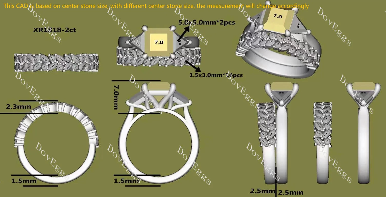 Doveggs marquise pave half eternity moissanite/lab grown diamond wedding band-2.5mm band width