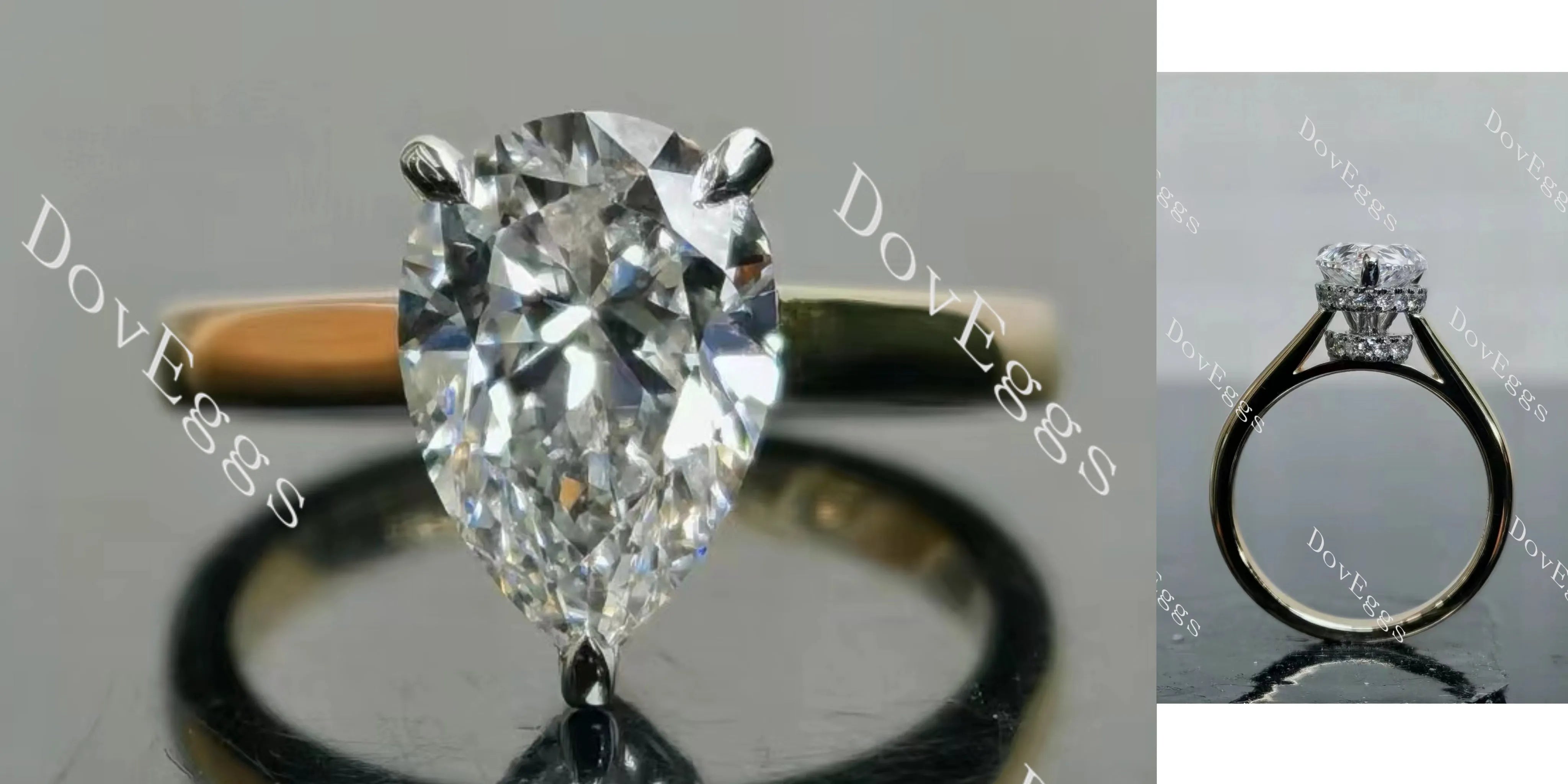 Doveggs Pear Pave Lab Grown Diamond Engagement Ring