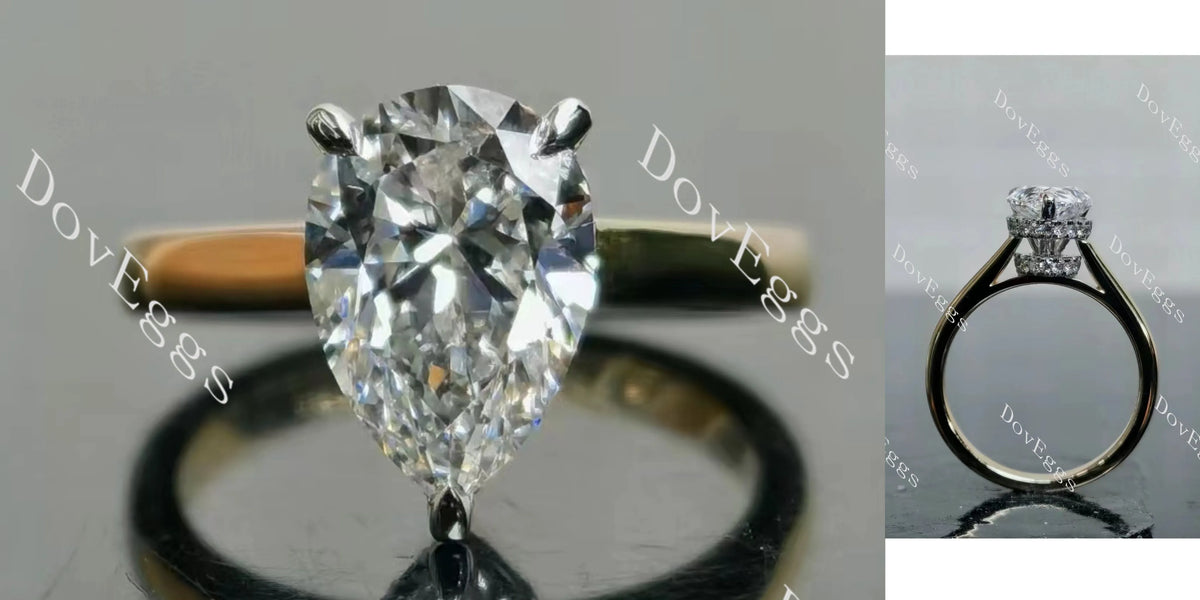Doveggs Pear Pave Lab Grown Diamond Engagement Ring