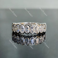 Harmony oval bezel 10 stones moissanite/lab grown diamond wedding band-3.5mm band width
