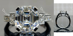 Doveggs Elizabeth Taylor Krupp cut pave side stones moissanite engagement ring