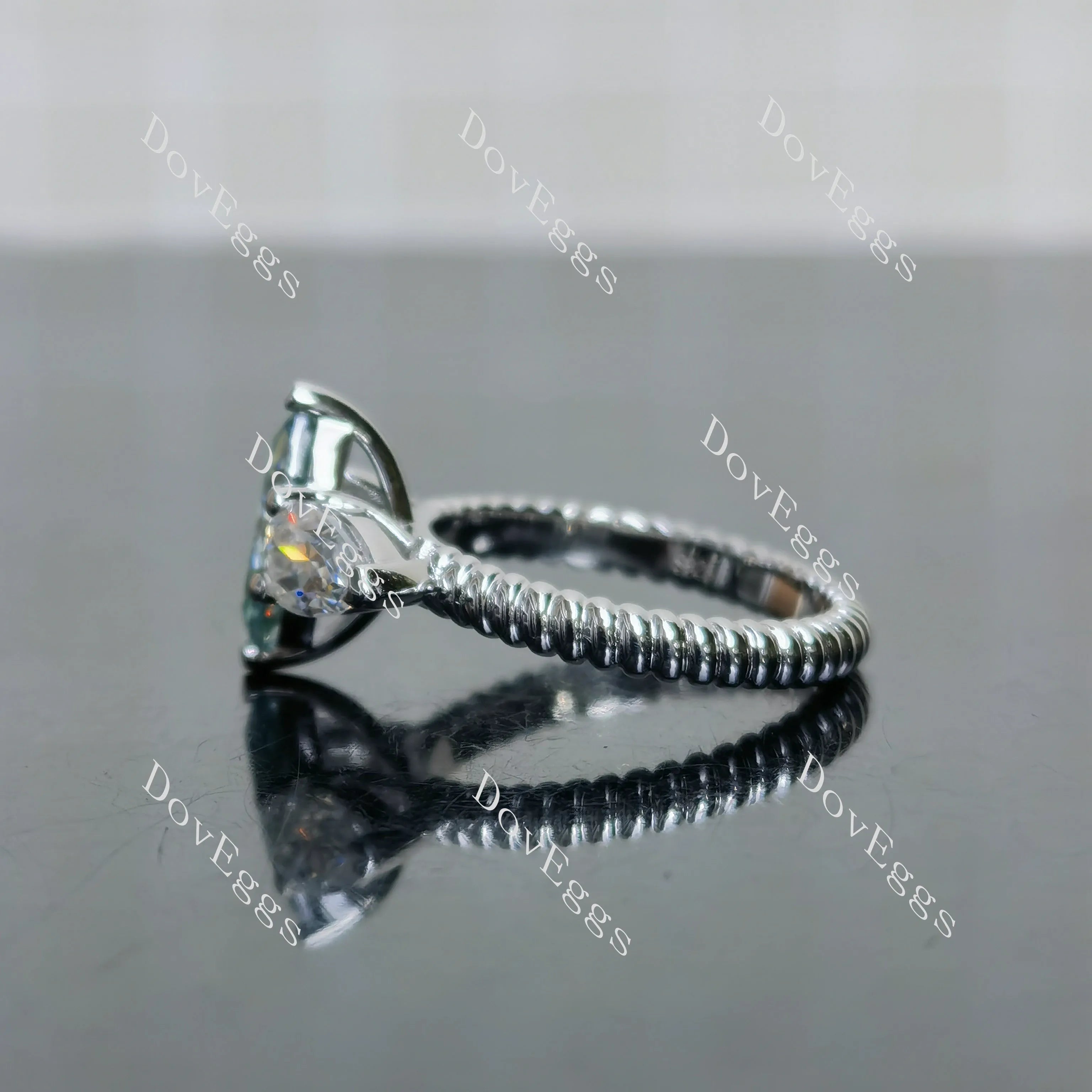 (size 4.75) Doveggs sterling silver 1ct marquise colored moissanite engagement ring