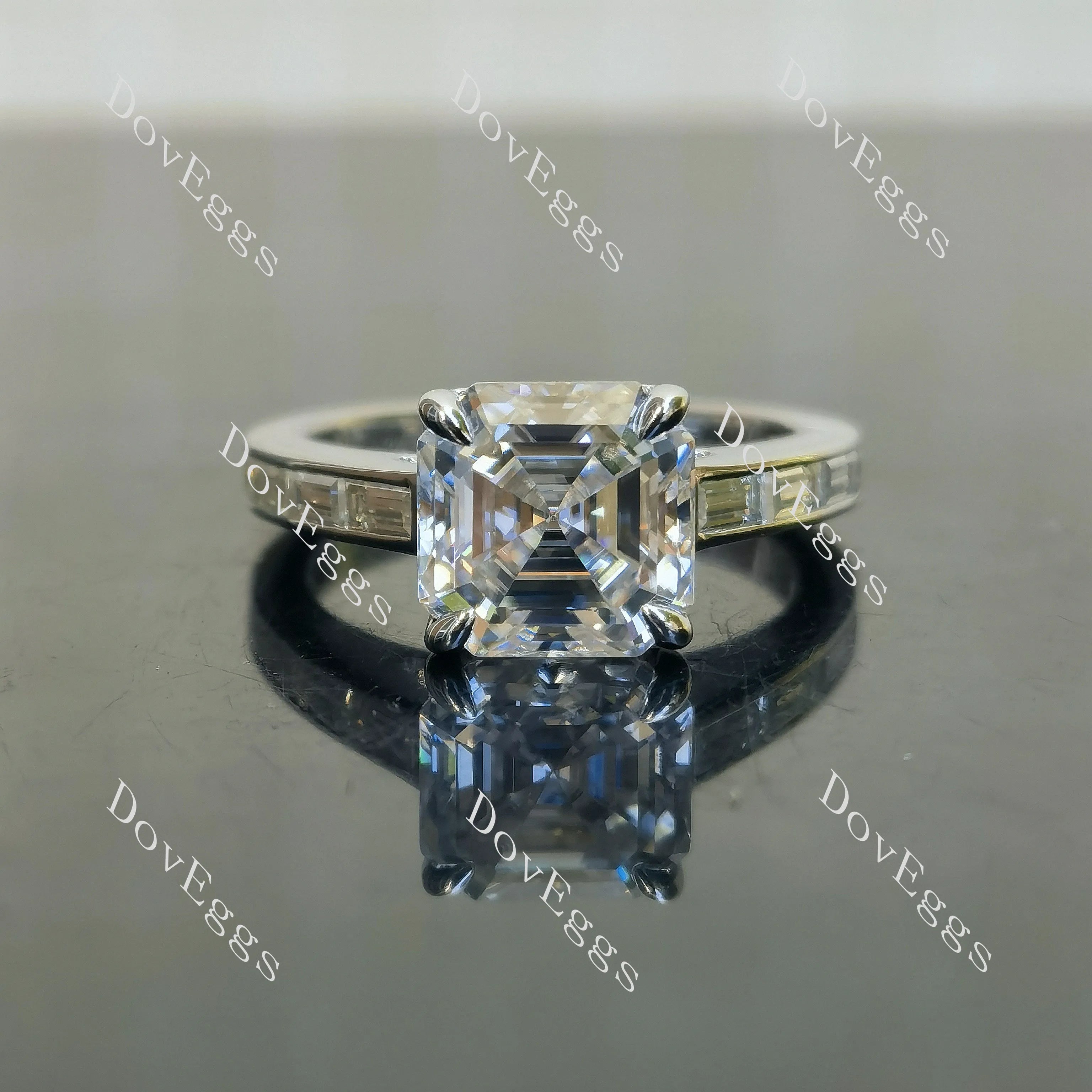 Asscher channel pave moissanite engagement ring| DovEggs
