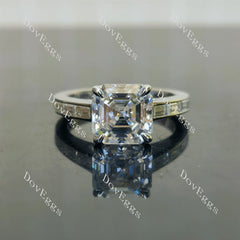 Asscher channel pave moissanite engagement ring| DovEggs