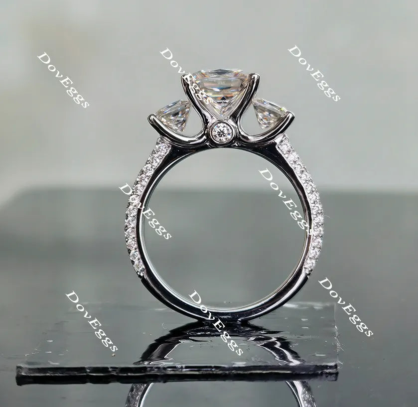Doveggs pave three-stone moissanite engagement ring