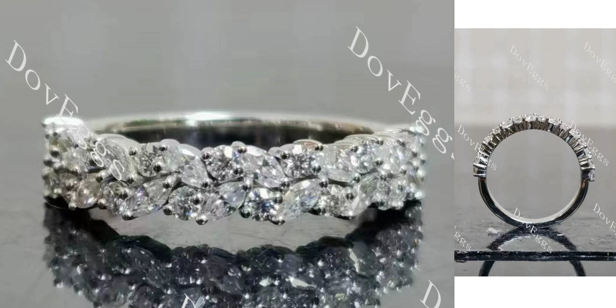 Doveggs marquise pave half eternity moissanite/lab grown diamond wedding band-2.5mm band width