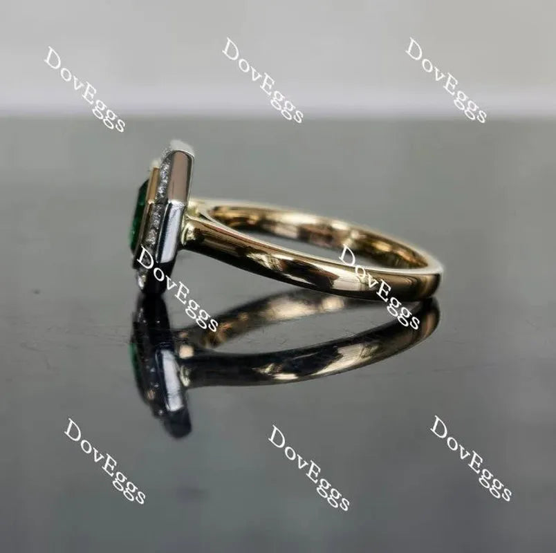 DovEggs bezel setting halo engagement ring semi-mount only(Exclusively to DovEggs Stones)
